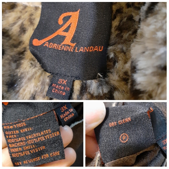 💎NEW Adrienne Landau Brown/Leopard Faux Fur Coat - Picture 4 of 11